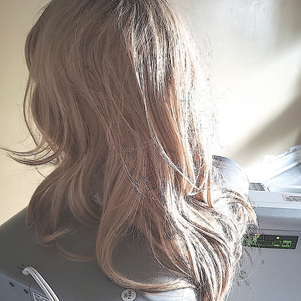 Stylish Blonde Synthetic FullCap Wig with Bangs